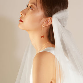 Close-up of the side of The front of a model wearing a white MARGUERITE Wedding Dress
