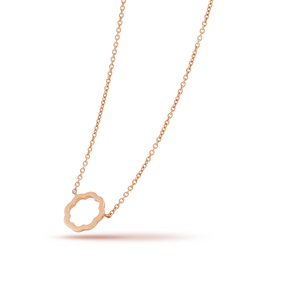 Close-up of pendant on Minimalist MIMOSA rose gold Pendant necklace